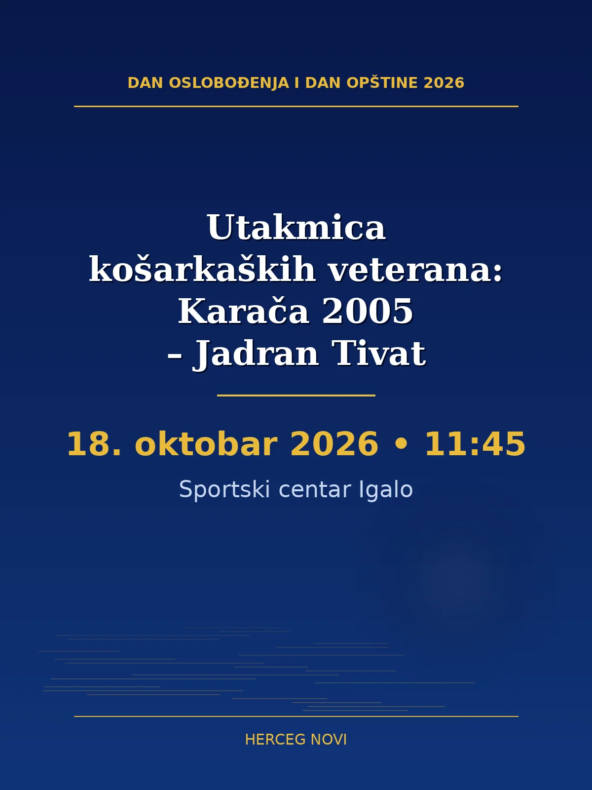 Basketball veterans’ match: Karača 2005 – Jadran Tivat
